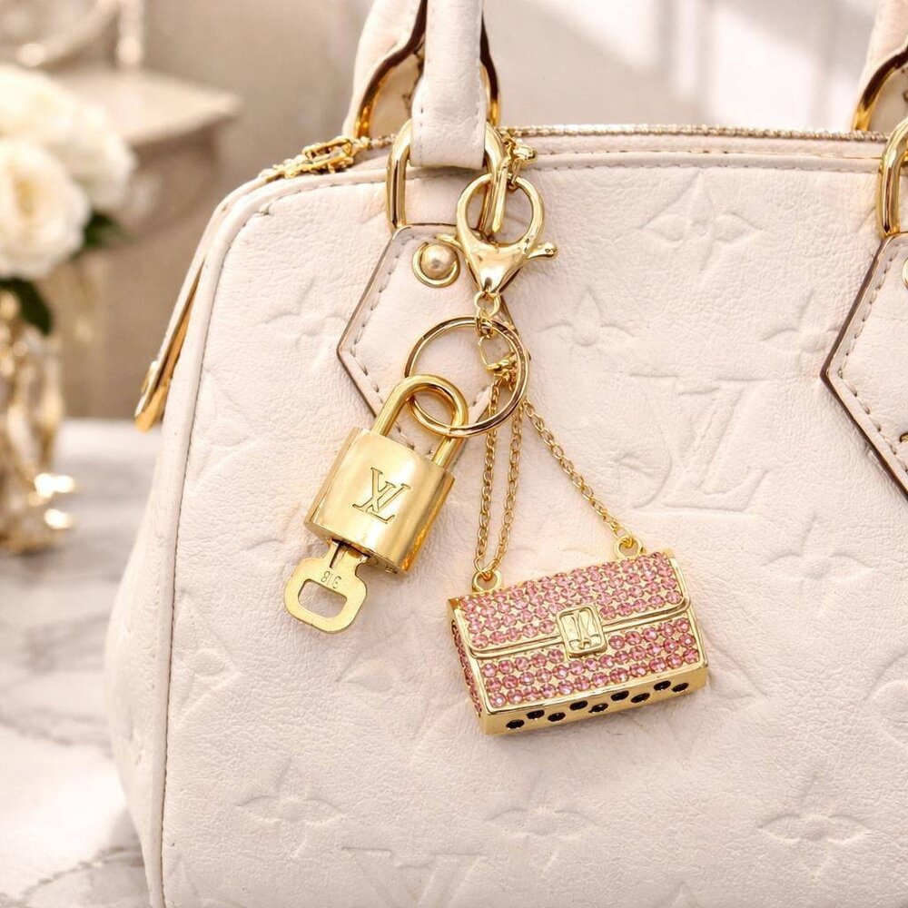 Louis Vuitton Authentic Gold Padlock 🔒 Key + Unbranded Keychain Bag Charm